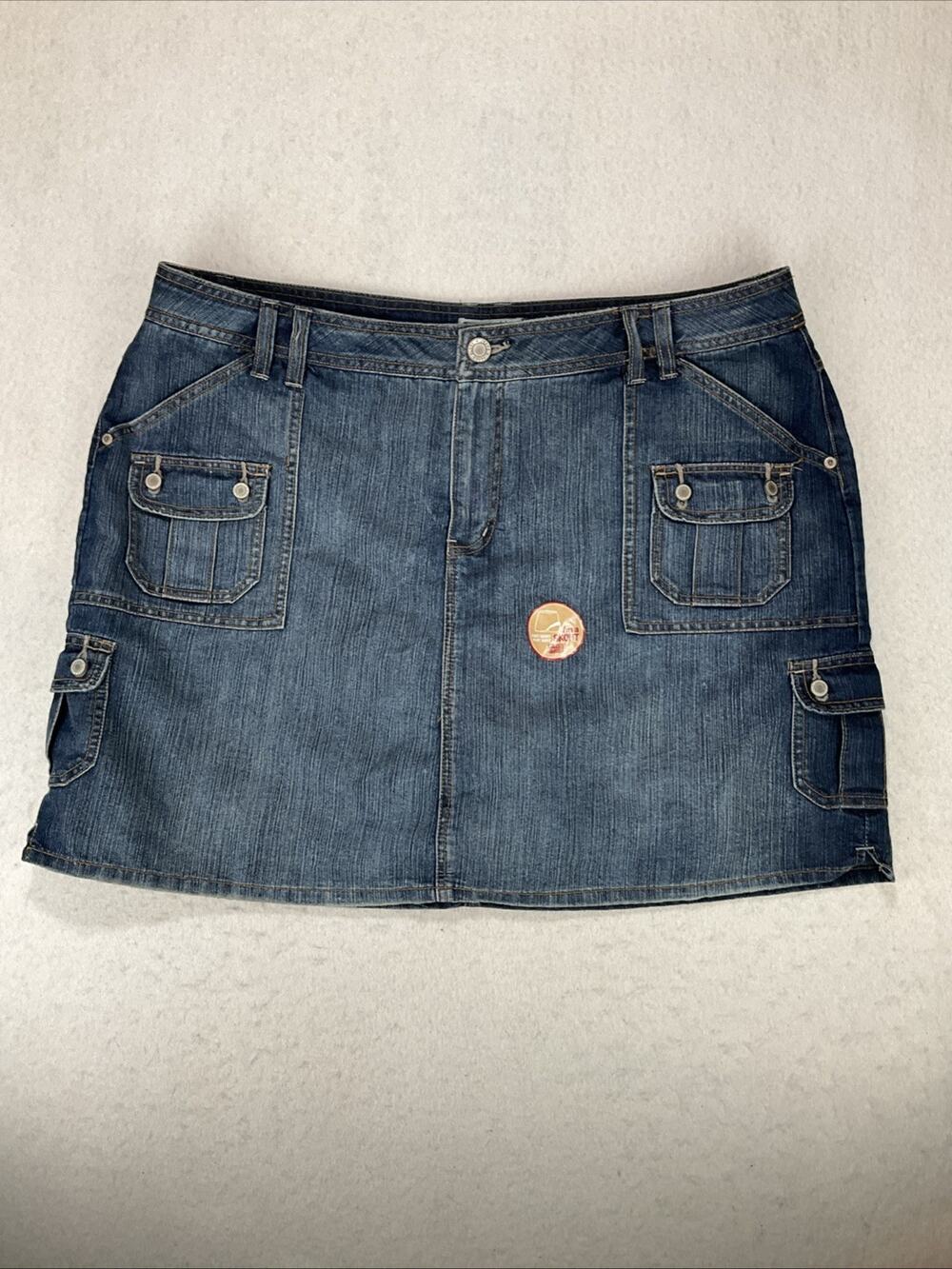NEW Faded Glory Womens Sz 22 Skort Blue Denim High Rise Utility Cargo Pockets